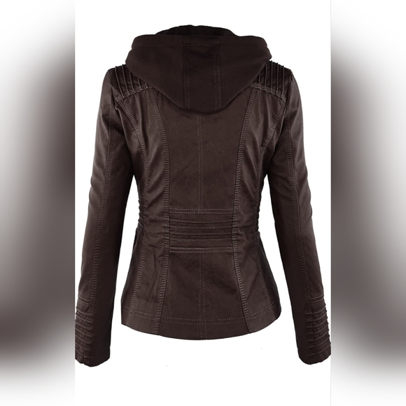 Love & Lock size medium COFFEE colored faux leather jacket - Picture 3 of 17